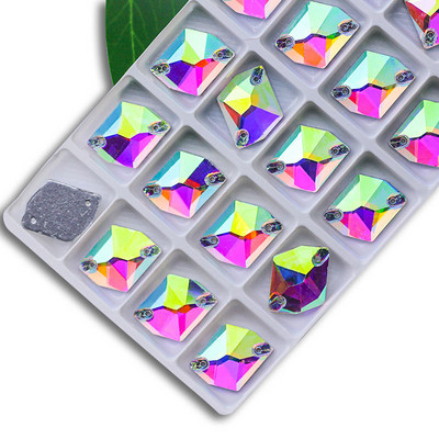 3265 Kosmiline pealeõmmeldav kiviklaas Õmble Strass Õmbluskivi Lametagune 2 auguga DIY lahtine kivikivi kotikleidi jaoks