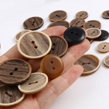 20 υπολογιστές Ρητίνη στρογγυλά κουμπιά ραψίματος καφέ 2 τρύπες Scrapbooking Απομίμηση κουμπιών με μοτίβο ξύλου Ρούχα Διακόσμηση Αξεσουάρ Χειροτεχνία