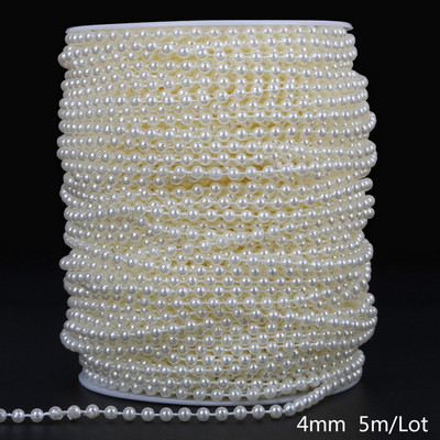 Karstā izpārdošana 2m-10m ziloņkaula krāsa 3mm-10mm amatniecības kvadrātveida pērļu imitācijas krelles kokvilnas līnijas ķēde DIY kāzu ballīšu dekorēšanai