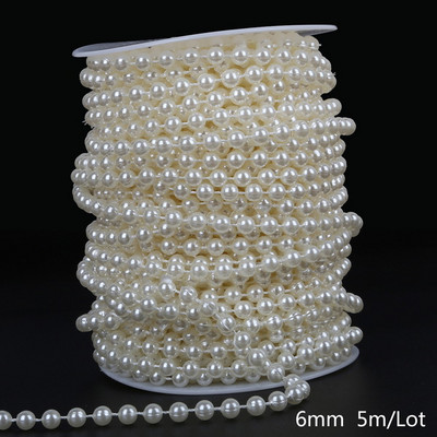 Karstā izpārdošana 2m-10m ziloņkaula krāsa 3mm-10mm amatniecības kvadrātveida pērļu imitācijas krelles kokvilnas līnijas ķēde DIY kāzu ballīšu dekorēšanai