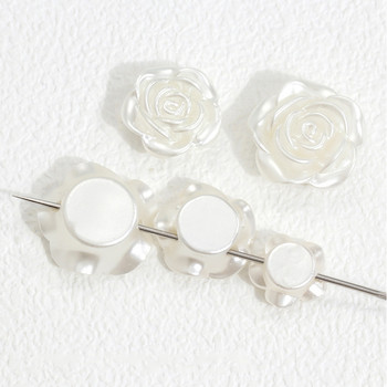 50 τμχ Τρισδιάστατο λευκό μαργαριτάρι Λευκή καμέλια κουμπιά ραψίματος Ροζ λουλούδια Ρητίνη νυχιών τέχνης Rhinestone DIY κοσμήματα Σκουλαρίκια διακόσμηση Χαλαρές χάντρες