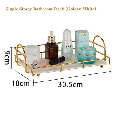 Tualetes piederumi Plaukts Tualetes piederumi Galds Lūpu krāsa Smaržas Iron Art Nordic Toilet Countertop Double Light Luxury Desktop Storage Rack