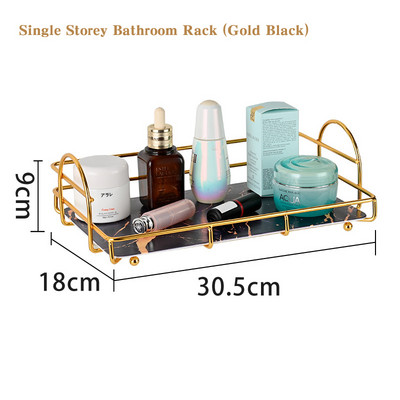 Tualetes piederumi Plaukts Tualetes piederumi Galds Lūpu krāsa Smaržas Iron Art Nordic Toilet Countertop Double Light Luxury Desktop Storage Rack