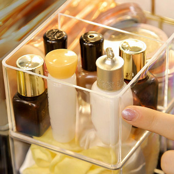 Μακιγιάζ Storage Box Clear Acrylic Makeup Layered Storage Box Cosmetic Container Θήκη βάσης για κραγιόν USB Organizers καλωδίων δεδομένων