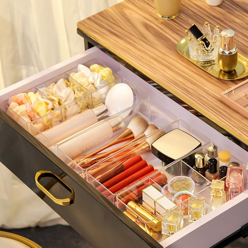 Aplauzuma glabāšanas kaste caurspīdīga akrila aplauzuma slāņveida uzglabāšanas kaste, kosmētikas konteiners lūpu krāsas statīva futrālis USB datu kabeļa organizatori