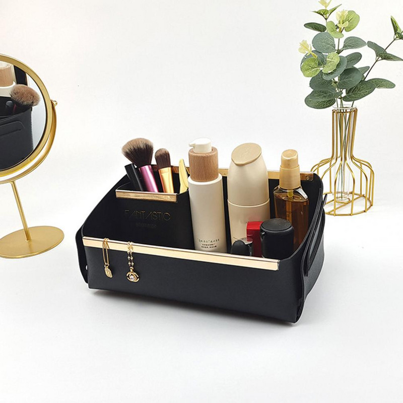 Galddatora glabāšanas kastes kosmētikas organizators vienkrāsains saliekams mākslīgās ādas salokāms kosmētikas kosmētikas glabāšanas futrālis