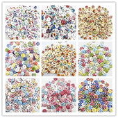 Jauna 15 mm maisījuma apaļa poga, monogramma Ziemassvētku svītra, rūtainā poga Love Scrapbooking kāzu dekoriem, šūšanas piederumi