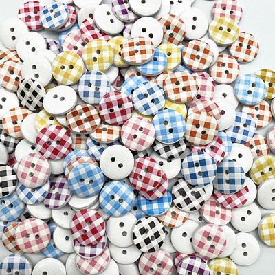 Jauna 15 mm maisījuma apaļa poga, monogramma Ziemassvētku svītra, rūtainā poga Love Scrapbooking kāzu dekoriem, šūšanas piederumi