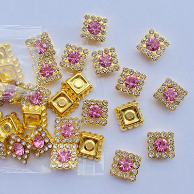 50/100 τμχ Γυαλιστερές χάντρες 10 χιλιοστά Πολύχρωμο τετράγωνο στρας Στεφάνη για κάρτες λευκώματος Διακόσμηση DIY Κοσμήματα Χειροτεχνίες Χαλαρές χάντρες F26