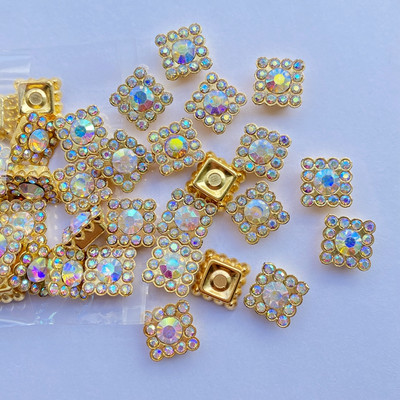 50/100 τμχ Γυαλιστερές χάντρες 10 χιλιοστά Πολύχρωμο τετράγωνο στρας Στεφάνη για κάρτες λευκώματος Διακόσμηση DIY Κοσμήματα Χειροτεχνίες Χαλαρές χάντρες F26