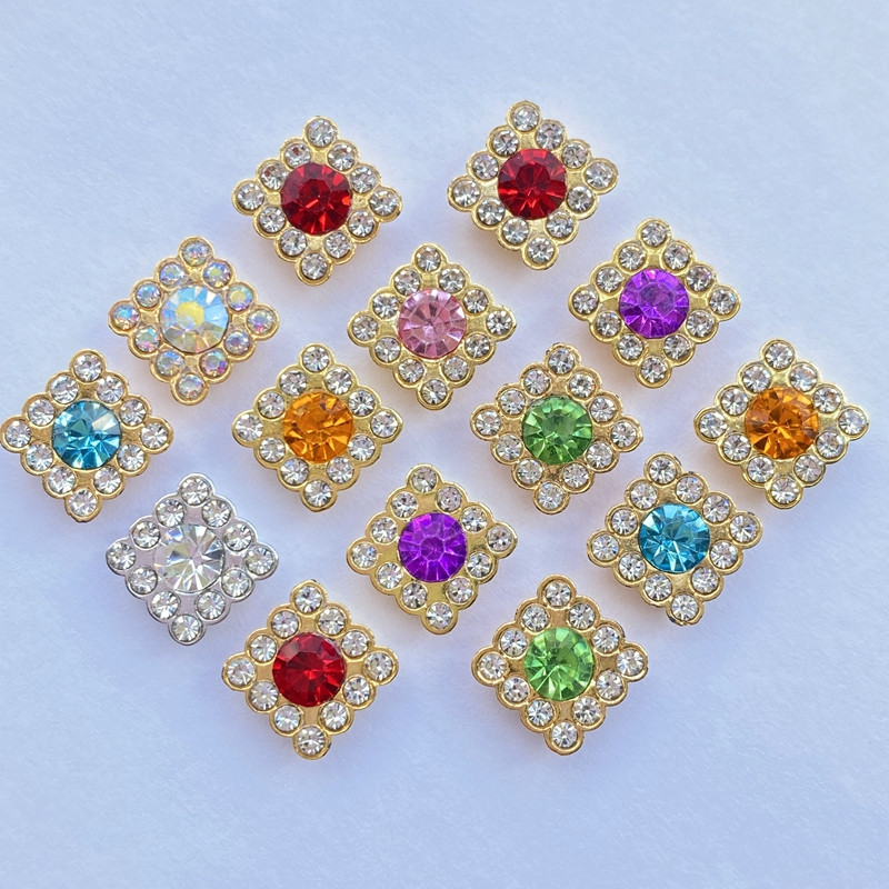 50/100 τμχ Γυαλιστερές χάντρες 10 χιλιοστά Πολύχρωμο τετράγωνο στρας Στεφάνη για κάρτες λευκώματος Διακόσμηση DIY Κοσμήματα Χειροτεχνίες Χαλαρές χάντρες F26