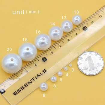 Χονδρική 3-20mm 10-1000 τμχ/Τσάντα Ιβουάρ/Λευκό ABS Απομίμηση Στρογγυλές τρύπες με μαργαριτάρια/Χάντρες ράψιμο χωρίς τρύπες Κατασκευή κοσμημάτων