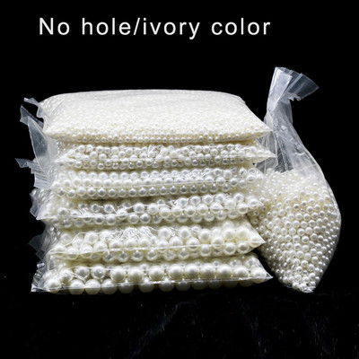 Χονδρική 3-20mm 10-1000 τμχ/Τσάντα Ιβουάρ/Λευκό ABS Απομίμηση Στρογγυλές τρύπες με μαργαριτάρια/Χάντρες ράψιμο χωρίς τρύπες Κατασκευή κοσμημάτων