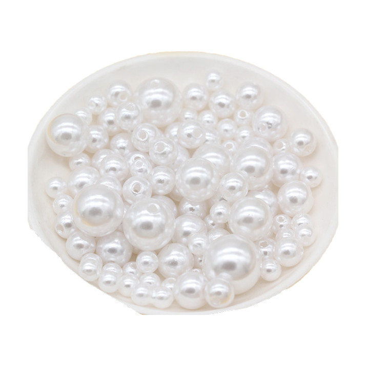 Χονδρική 3-20mm 10-1000 τμχ/Τσάντα Ιβουάρ/Λευκό ABS Απομίμηση Στρογγυλές τρύπες με μαργαριτάρια/Χάντρες ράψιμο χωρίς τρύπες Κατασκευή κοσμημάτων