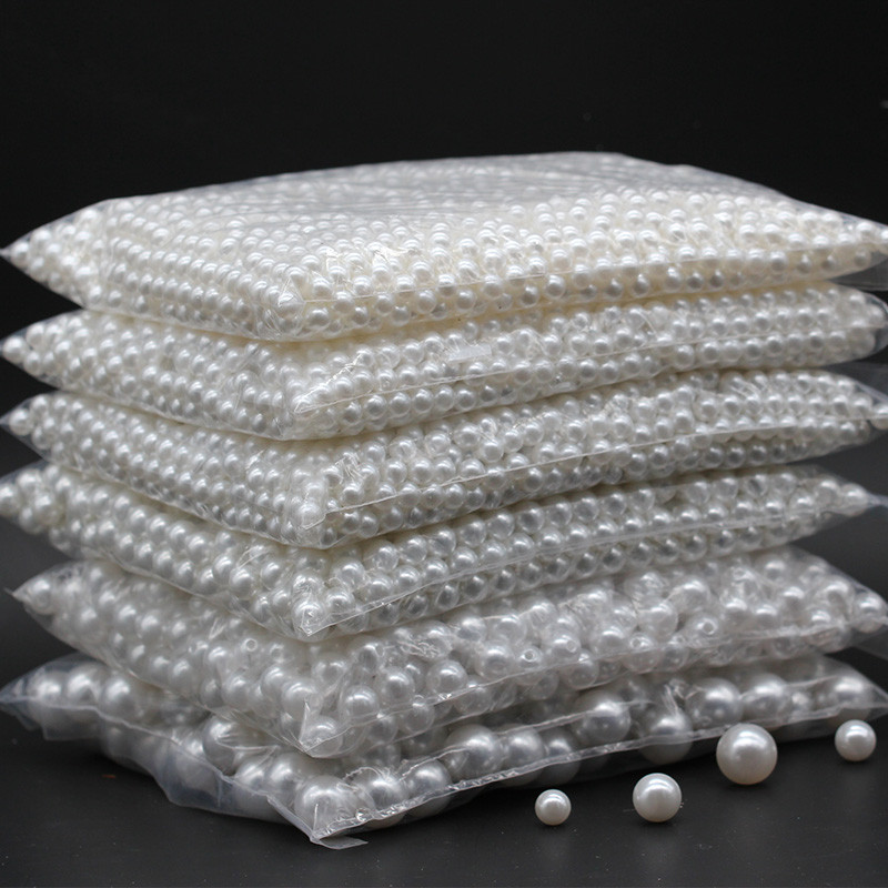 Χονδρική 3-20mm 10-1000 τμχ/Τσάντα Ιβουάρ/Λευκό ABS Απομίμηση Στρογγυλές τρύπες με μαργαριτάρια/Χάντρες ράψιμο χωρίς τρύπες Κατασκευή κοσμημάτων