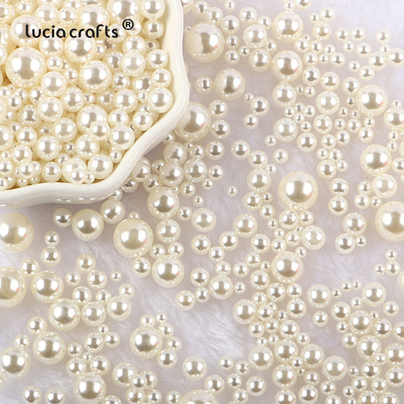 10g Mix Siz 3-10mm Bez cauruma ABS imitācijas apaļas pērļu pērlītes nagu mākslas krelles DIY rotaslietām. Atklājumi Apģērba dekors F0912