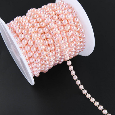 3 γιάρδες πλάτος 6 χιλιοστά ABS Μισόστρογγυλη επίπεδη πλάτη απομίμηση μαργαριταριών χάντρες Αλυσίδα ραψίματος Διακοσμητικό κέικ Διακοσμητικό μακιγιάζ και συνθέσεις γάμου