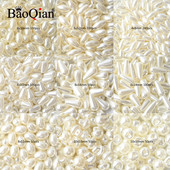 Bēšs balts ar caurumiem akrila imitācijas pērļu krelles dažādu formu brīvas krelles DIY amatniecības albuma dekorēšanai