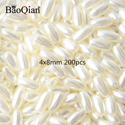 Bēšs balts ar caurumiem akrila imitācijas pērļu krelles dažādu formu brīvas krelles DIY amatniecības albuma dekorēšanai