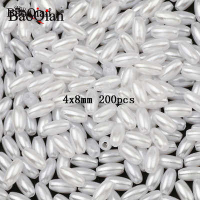 Bēšs balts ar caurumiem akrila imitācijas pērļu krelles dažādu formu brīvas krelles DIY amatniecības albuma dekorēšanai