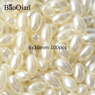 Bēšs balts ar caurumiem akrila imitācijas pērļu krelles dažādu formu brīvas krelles DIY amatniecības albuma dekorēšanai