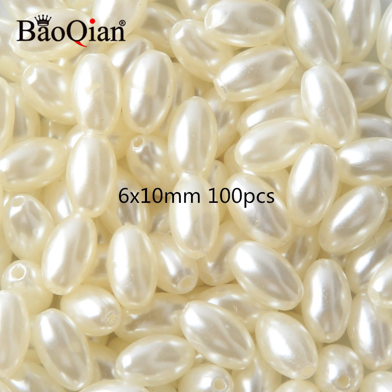 Bēšs balts ar caurumiem akrila imitācijas pērļu krelles dažādu formu brīvas krelles DIY amatniecības albuma dekorēšanai