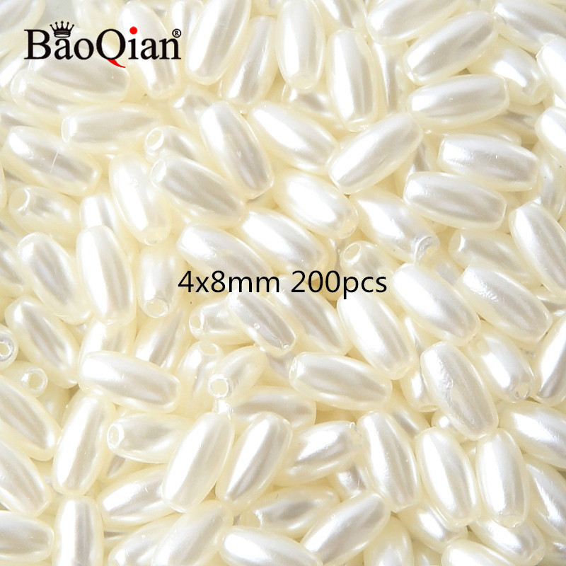 Bēšs balts ar caurumiem akrila imitācijas pērļu krelles dažādu formu brīvas krelles DIY amatniecības albuma dekorēšanai