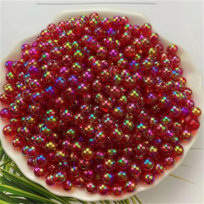 4/5/6/8/10MM Χονδρική AB Χρώμα στρογγυλές ακρυλικές χάντρες ίσια τρύπα διαφανές για κοσμήματα κατασκευής DIY βραχιόλι