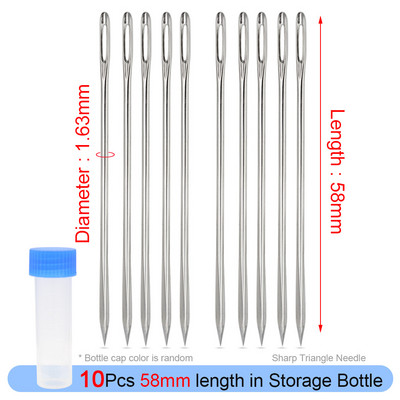 Bőr kézműves varrótű, kerek fejű, tompa tű, hegyes prizmás éles szerszám hímzéshez, arany farkú nagy szemű tűk