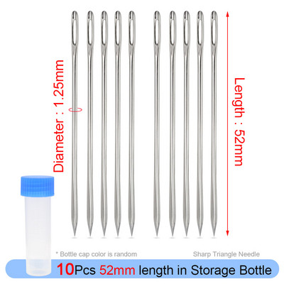 Bőr kézműves varrótű, kerek fejű, tompa tű, hegyes prizmás éles szerszám hímzéshez, arany farkú nagy szemű tűk