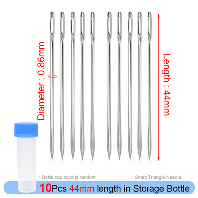 Bőr kézműves varrótű, kerek fejű, tompa tű, hegyes prizmás éles szerszám hímzéshez, arany farkú nagy szemű tűk