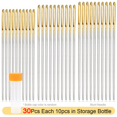 Bőr kézműves varrótű, kerek fejű, tompa tű, hegyes prizmás éles szerszám hímzéshez, arany farkú nagy szemű tűk