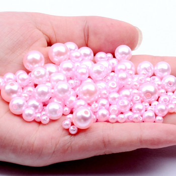 Акрилни едноцветни кръгли мъниста ABS имитация на перли свободни мъниста diy ръчно изработени обеци гривна бижута аксесоари материал