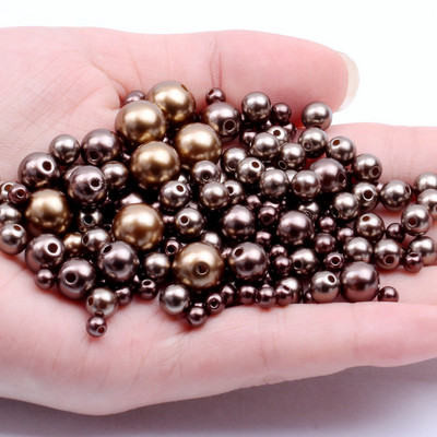 Akrila vienkrāsainas apaļas krelles ABS pērļu imitācijas brīvas krelles pašdarināts roku darbs auskari rokassprādzes rotaslietas aksesuāri materiāls