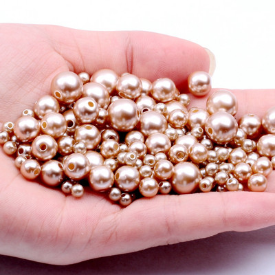 Akrila vienkrāsainas apaļas krelles ABS pērļu imitācijas brīvas krelles pašdarināts roku darbs auskari rokassprādzes rotaslietas aksesuāri materiāls