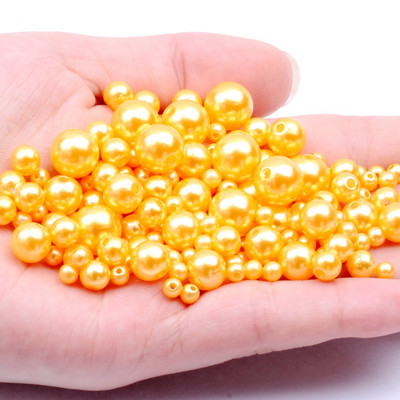 Akrila vienkrāsainas apaļas krelles ABS pērļu imitācijas brīvas krelles pašdarināts roku darbs auskari rokassprādzes rotaslietas aksesuāri materiāls