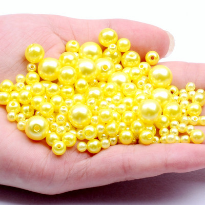 Akrila vienkrāsainas apaļas krelles ABS pērļu imitācijas brīvas krelles pašdarināts roku darbs auskari rokassprādzes rotaslietas aksesuāri materiāls