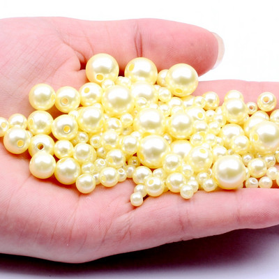 Akrila vienkrāsainas apaļas krelles ABS pērļu imitācijas brīvas krelles pašdarināts roku darbs auskari rokassprādzes rotaslietas aksesuāri materiāls