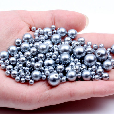 Akrila vienkrāsainas apaļas krelles ABS pērļu imitācijas brīvas krelles pašdarināts roku darbs auskari rokassprādzes rotaslietas aksesuāri materiāls