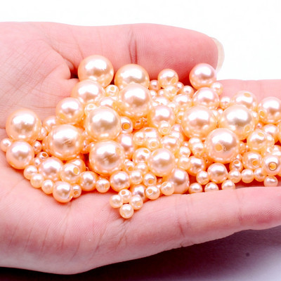 Akrila vienkrāsainas apaļas krelles ABS pērļu imitācijas brīvas krelles pašdarināts roku darbs auskari rokassprādzes rotaslietas aksesuāri materiāls