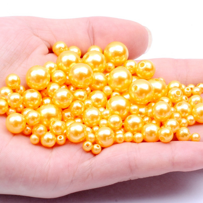 Akrila vienkrāsainas apaļas krelles ABS pērļu imitācijas brīvas krelles pašdarināts roku darbs auskari rokassprādzes rotaslietas aksesuāri materiāls