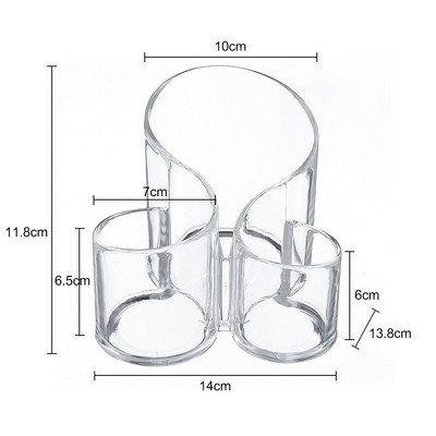 3 τρύπες Διαφανές καλλυντικό μακιγιάζ Ακρυλικό πινέλο μακιγιάζ Θήκη κουτιού μακιγιάζ Θήκη μακιγιάζ Πίνακας Organizer εργαλείο μακιγιάζ