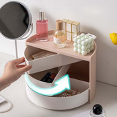 360 forgó sminkrendező doboz félkör alakú kozmetikai tároló doboz rúzs szemöldök multifunkcionális asztali rendszerező számára