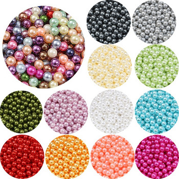 Χαλαρή 3mm-10mm 17 Χρώμα Χωρίς Τρύπες Pearl DIY Πλαστική απομίμηση Pearl Bead για ρούχα Nail Art Craft Art Decorations
