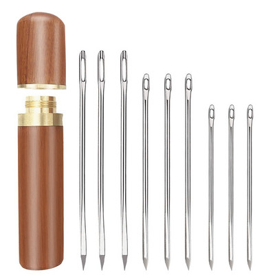 LMDZ ādas amatniecības rīks dubultā cauruma amerikāņu ādas auklas adata liela acs ādas adata roku šūšanas adata ar kafijas šļirci