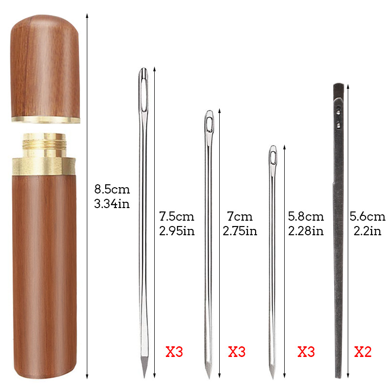 LMDZ ādas amatniecības rīks dubultā cauruma amerikāņu ādas auklas adata liela acs ādas adata roku šūšanas adata ar kafijas šļirci