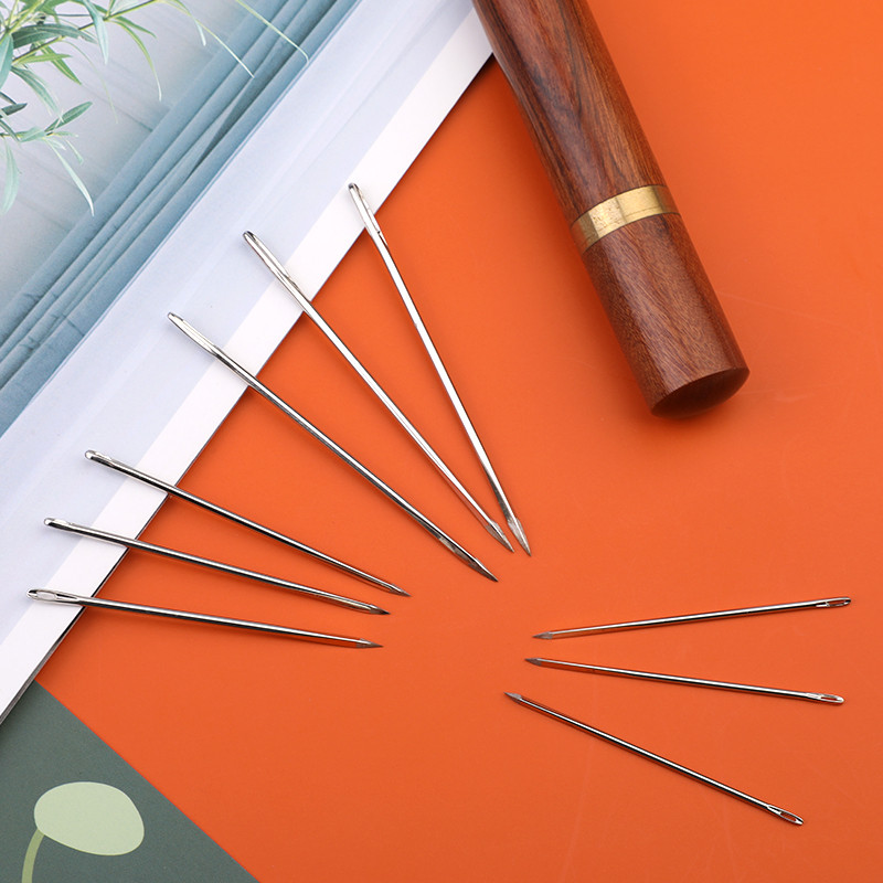 LMDZ ādas amatniecības rīks dubultā cauruma amerikāņu ādas auklas adata liela acs ādas adata roku šūšanas adata ar kafijas šļirci