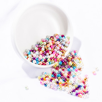 100-1000 τμχ 4-10/mm Ασημί Χωρίς τρύπα ABS Imitation Pearl Beads Round Loose Beads for DIY Jewelry Supplies Decorator Crafts