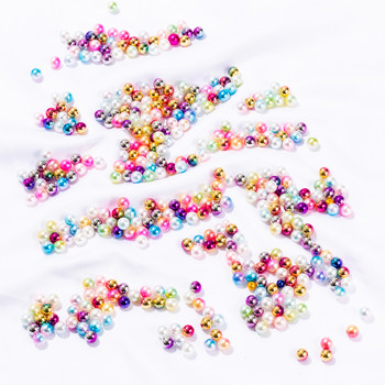 100-1000 τμχ 4-10/mm Ασημί Χωρίς τρύπα ABS Imitation Pearl Beads Round Loose Beads for DIY Jewelry Supplies Decorator Crafts