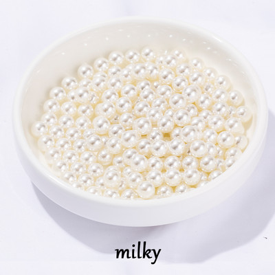 100-1000 τμχ 4-10/mm Ασημί Χωρίς τρύπα ABS Imitation Pearl Beads Round Loose Beads for DIY Jewelry Supplies Decorator Crafts